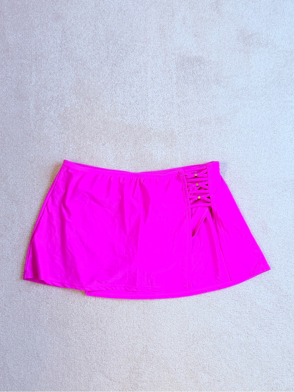 Time & Tru Women's Pink Lace-Up Mini Skirt swim shorts large 12-14